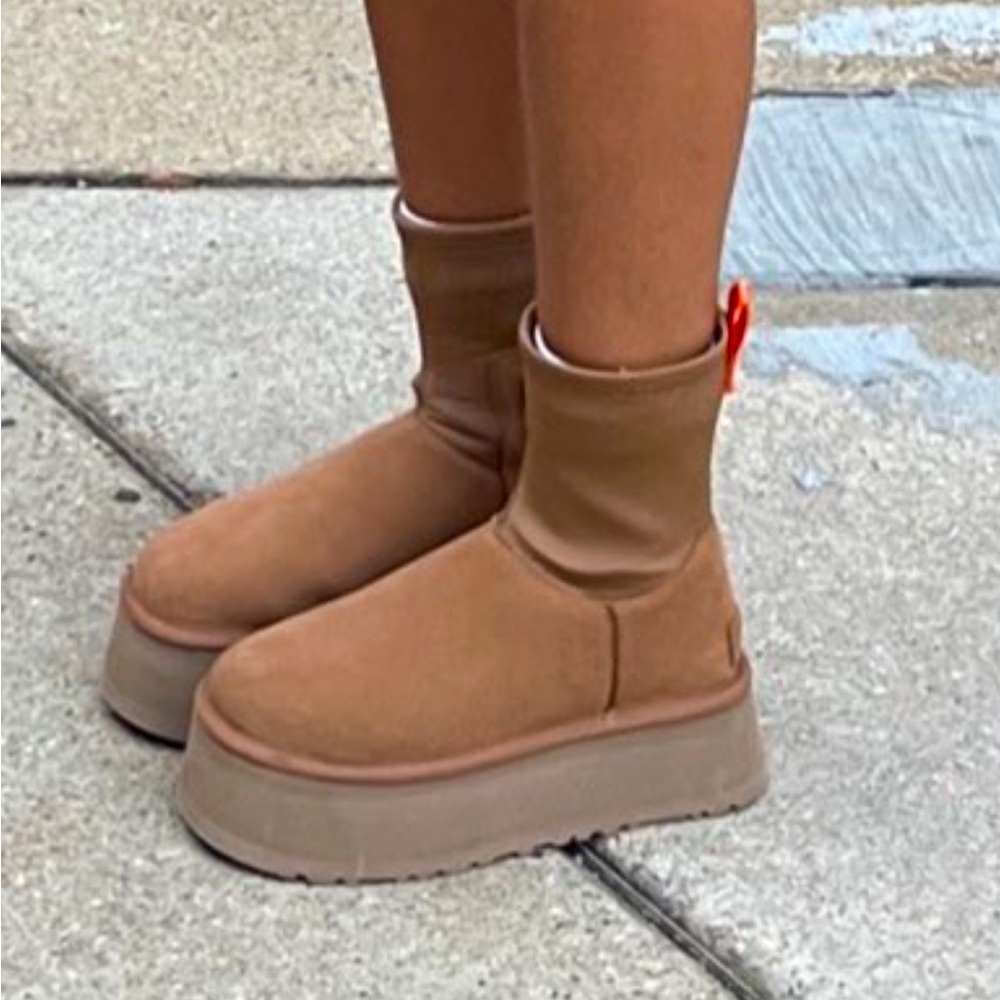 UGG Platform Tan Ankle Boots